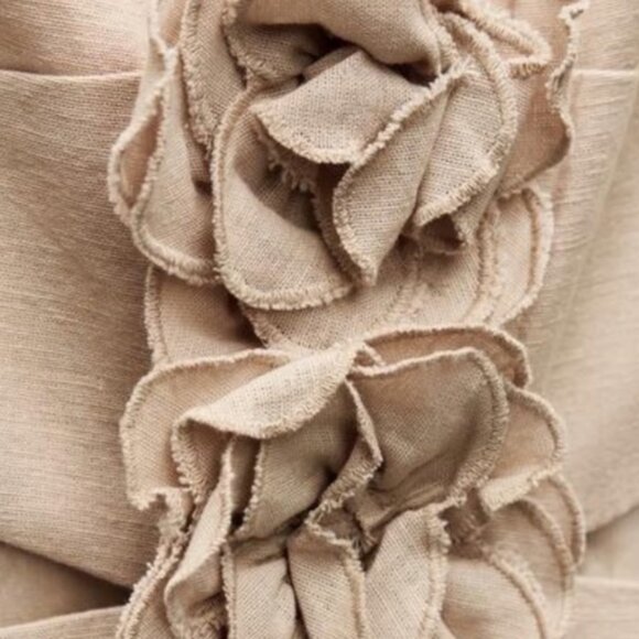 ZARA  Women's Floral Cut Out Dress Tan Adjustable Straps - Picture 2 of 6